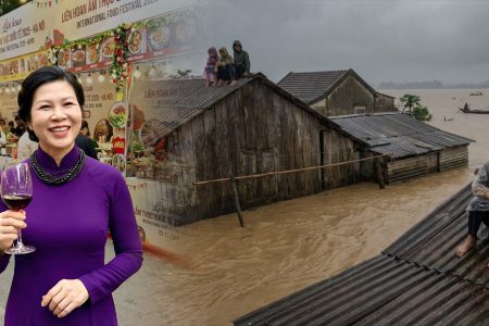 Vì sao vợ T. Lâm dự lễ hội ẩm thực giữa lúc miền Trung chìm trong lũ gây tranh cãi?