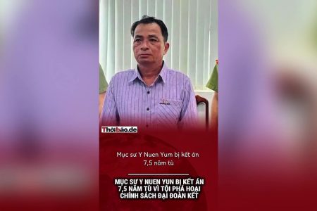 Mục sư Y Nuen Ayun bị kết án 7,5 năm tù vì tội phá hoại chính sách đại đoàn kết